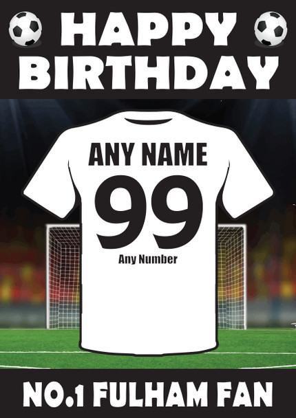 Personalised Football Fan Card Fulham Football Birthday Card