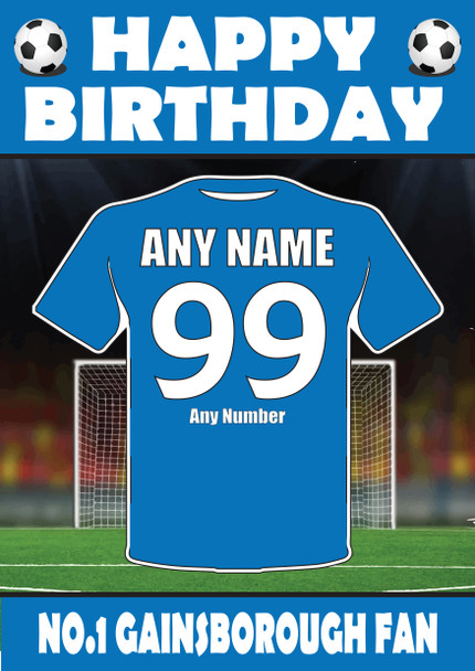 Personalised Football Fan Card Gainsborough Football Birthday Card