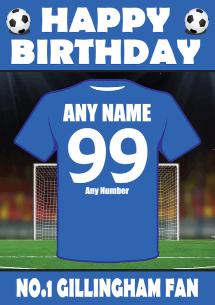 Personalised Football Fan Card Gillingham Football Birthday Card