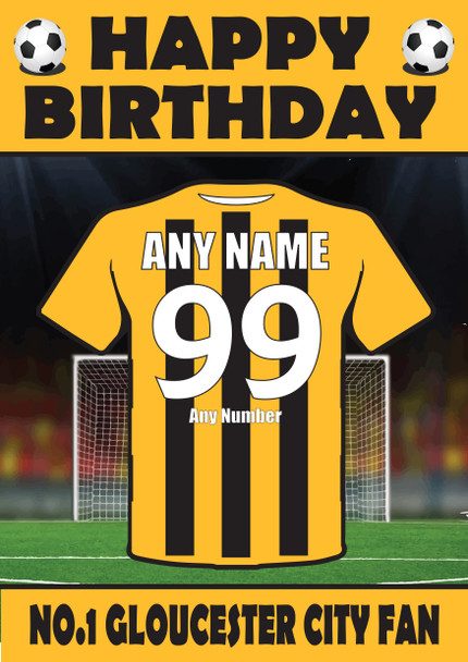 Personalised Football Fan Card Gloucester City Football Birthday Card