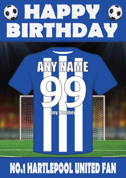 Personalised Football Fan Card Hartlepool United Football Birthday Card