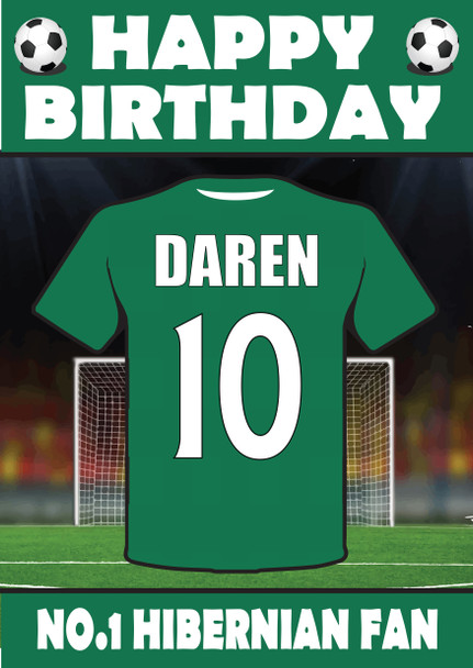 Personalised Football Fan Card Hibernian Football Birthday Card