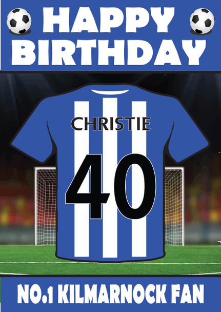 Personalised Football Fan Card Kilmarnock Football Birthday Card