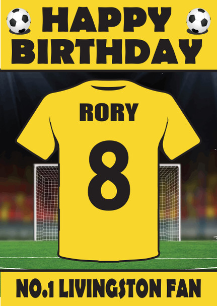 Personalised Football Fan Card Livingston Football Birthday Card