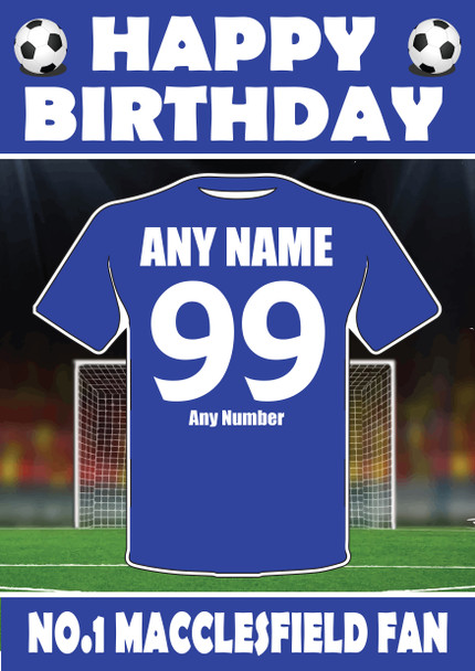 Personalised Football Fan Card Macclesfield Football Birthday Card