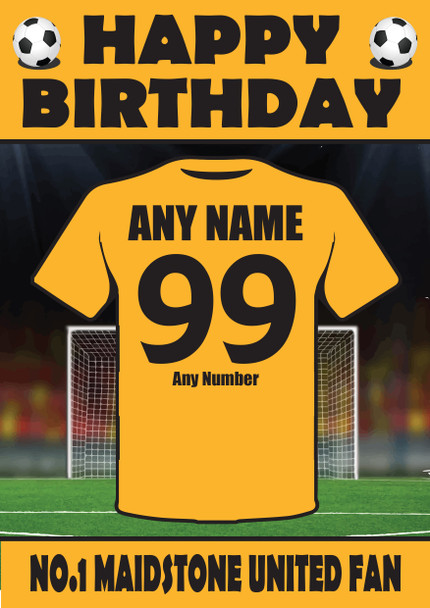 Personalised Football Fan Card Maidstone United Football Birthday Card