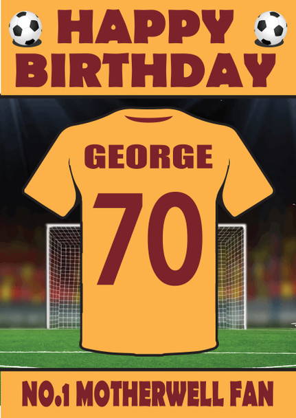 Personalised Football Fan Card Motherwell Football Birthday Card