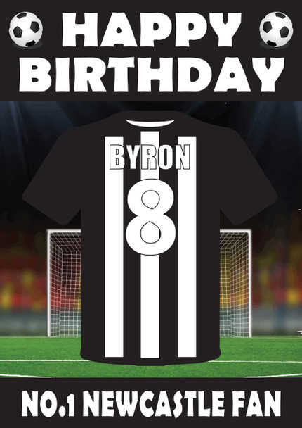 Personalised Football Fan Card Newcastle Football Birthday Card