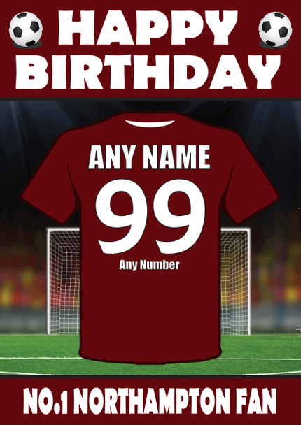 Personalised Football Fan Card Northampton Football Birthday Card