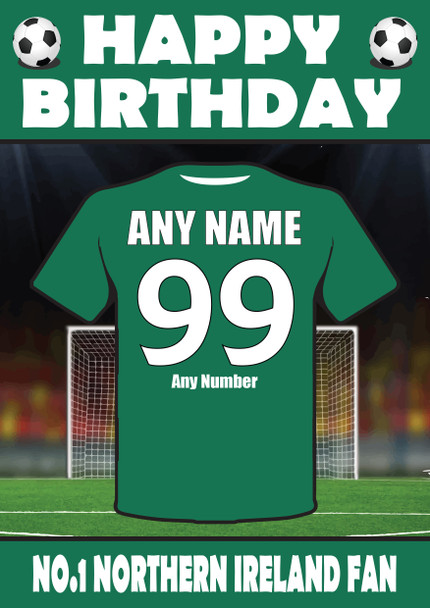 Personalised Football Fan Card Northern Ireland Football Birthday Card