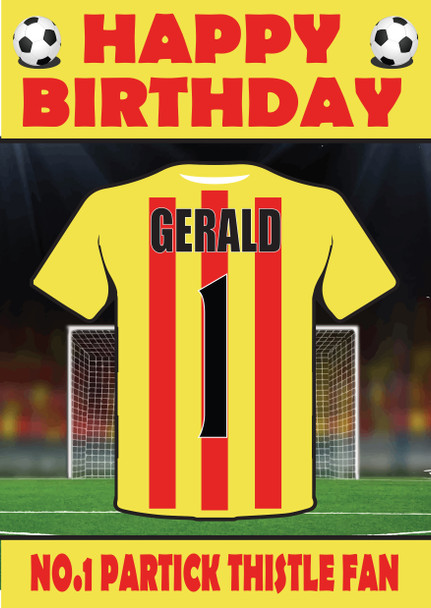 Personalised Football Fan Card Partick Thistle Football Birthday Card