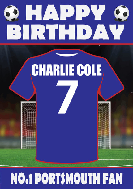 Personalised Football Fan Card Portsmouth Football Birthday Card