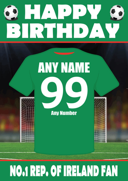 Personalised Football Fan Card Republic Of Ireland Football Birthday Card