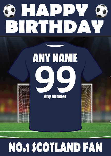 Personalised Football Fan Card Scotland Football Birthday Card