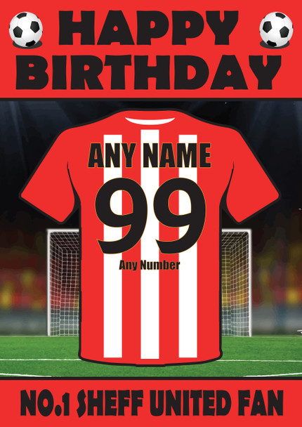 Personalised Football Fan Card Sheffield United Football Birthday Card