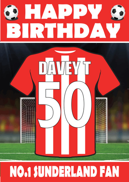 Personalised Football Fan Card Sunderland Football Birthday Card