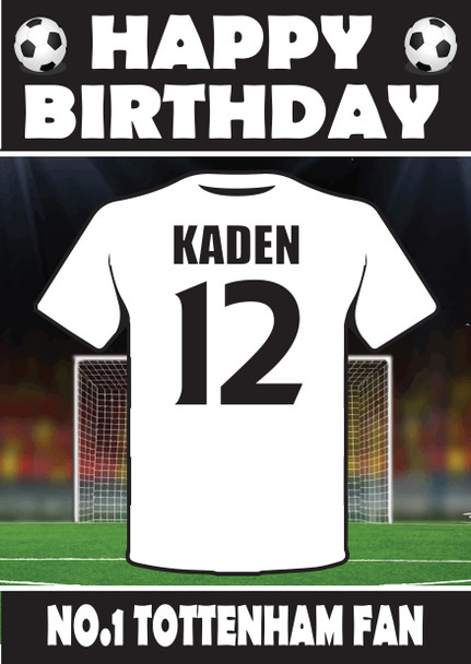 Personalised Football Fan Card Tottenham Football Birthday Card