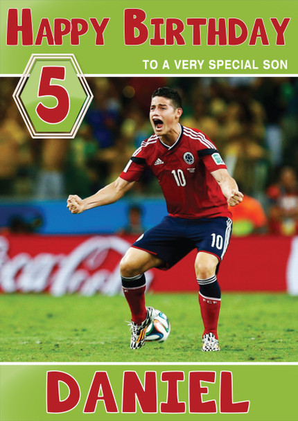 Personalised James Rodriguez Spanish Sports Football Birthday Card Sa