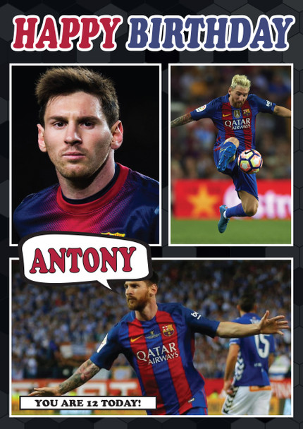 Personalised Lionel Messi Barcelona Football Birthday Card