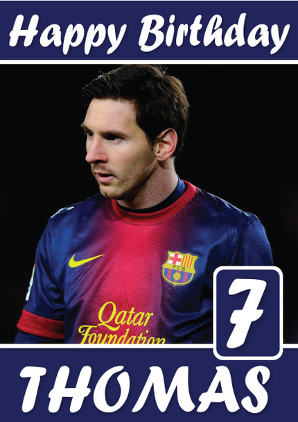 Personalised Lionel Messi Fc Barcelona Sports Football Birthday Card Sa