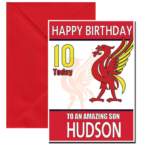 Personalised Liverpool Logo Son Football Birthday Card