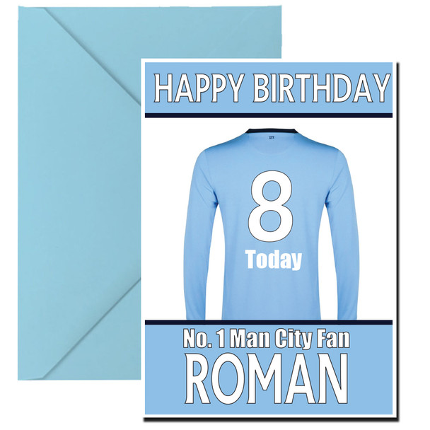 Personalised Mancher City Fan Football Birthday Card