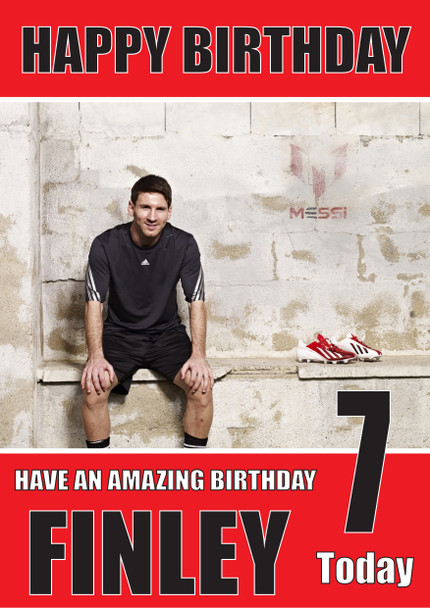 Personalised Messi Bm1 New Football Birthday Card