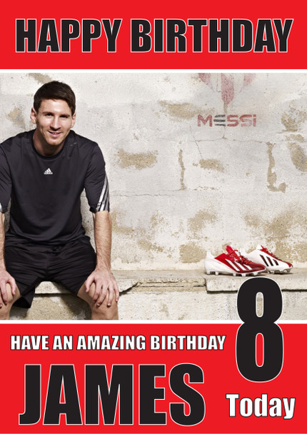 Personalised Messi Bm1 Football Birthday Card