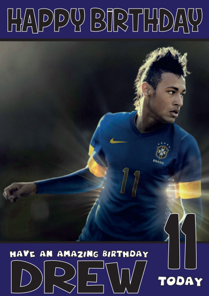 Personalised Neymar Bm1 Football Birthday Card