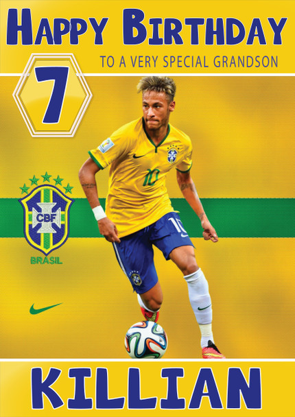 Personalised Neymar Brazil Sports Football Birthday Card Sa