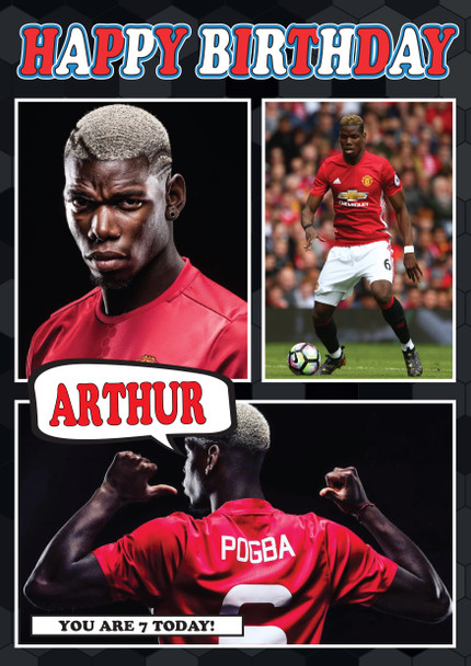 Personalised Paul Pogba Man U Card 2 Football Birthday Card