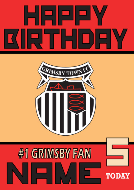 Personalised Retro Grimsby Logo Football Birthday Card