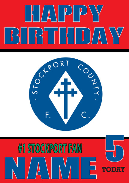 Personalised Retro Stockport Logo Football Birthday Card