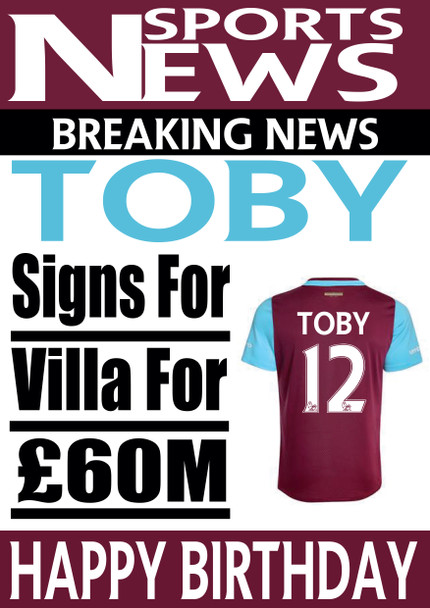 Personalised Signs For Aston Villa Football Birthday Card
