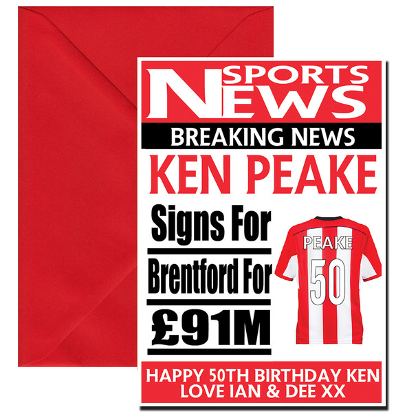 Personalised Signs For Brentford Customised!!!! Football Birthday Card