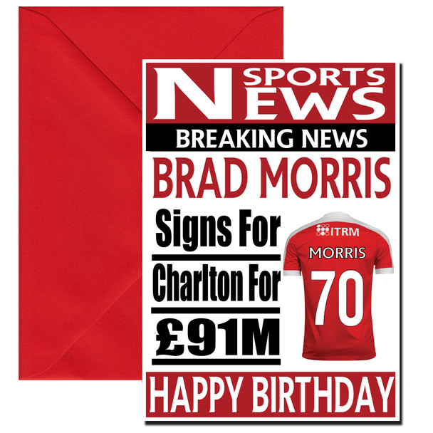 Personalised Signs For Charlton Football Birthday Card