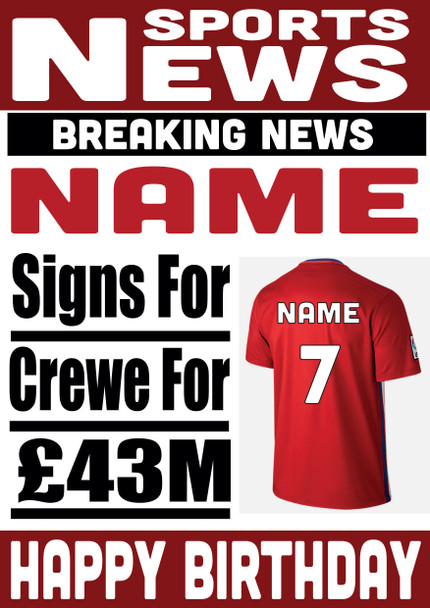 Personalised Signs For Crewe Football Birthday Card