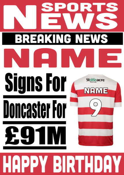 Personalised Signs For Doncaster Football Birthday Card