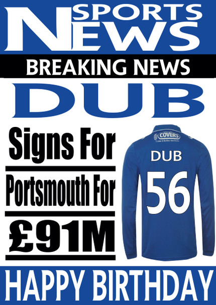 Personalised Signs For Portsmouth Football Birthday Card