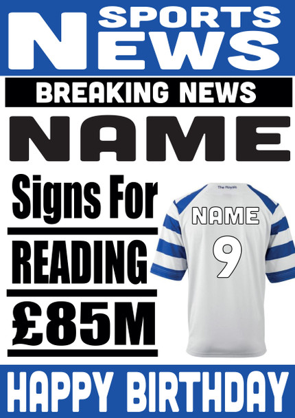 Personalised Signs For Reading Football Birthday Card