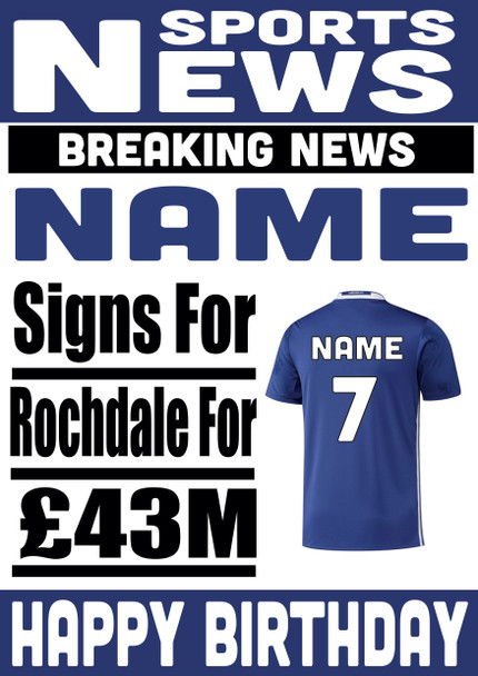Personalised Signs For Rochdale Football Birthday Card