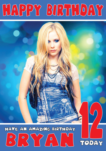 Personalised Avril Lavigne 1 Celebrity Birthday Card