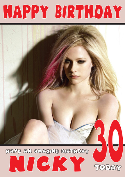 Personalised Avril Lavigne 2 Celebrity Birthday Card