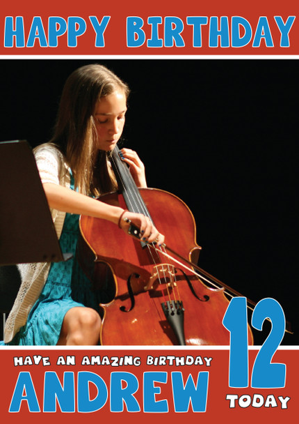 Personalised Cello Music Birthday Card
