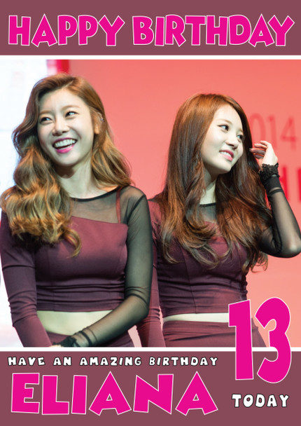 Personalised Girl's Day 2 Celebrity Birthday Card