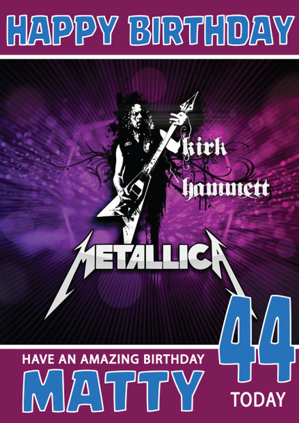 Personalised Metallica Band 1 Celebrity Birthday Card (Sa