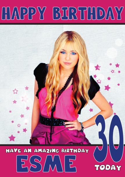 Personalised Miley Cyrus 1 Celebrity Birthday Card