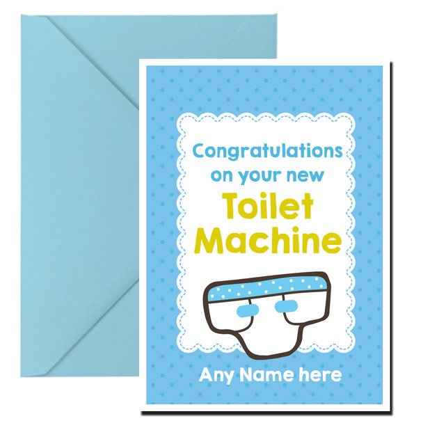 Personalised Baby Boy New Toilet Machine Wish Card