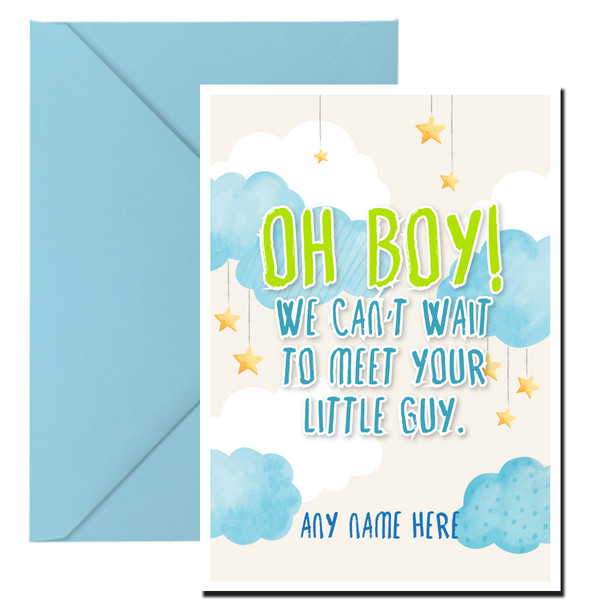Personalised Baby Boy Oh Boy Wish Card