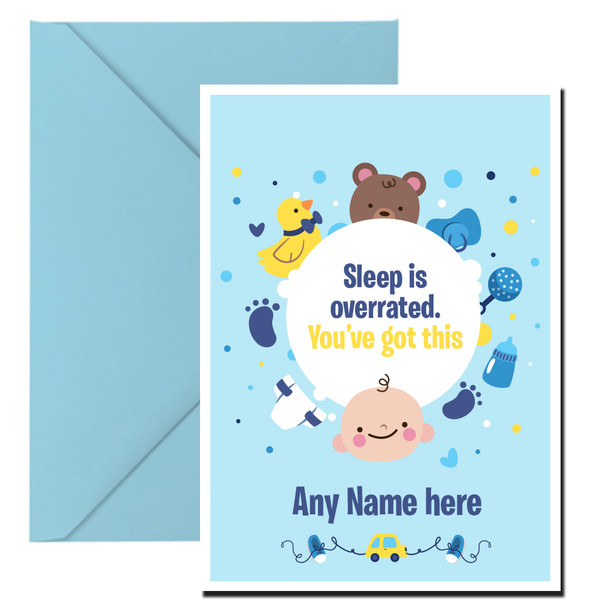 Personalised Baby Boy Sleep Is Overrated Wish Card